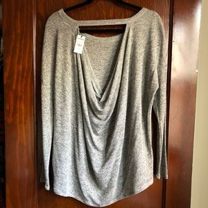 Express M grey cowl back long sleeve sweater